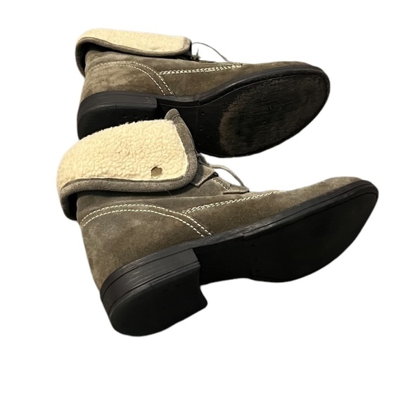 Diba Women's Combat Boots Ankle taupe Suede Lace Fold Over Shearling, Size 8‎ - Picture 5 of 8